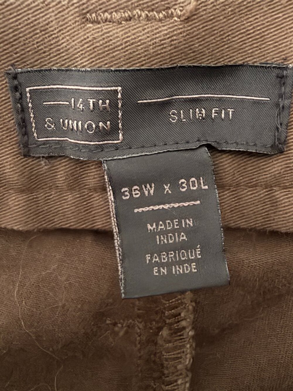14th and Union Mens Pants Dark Brown Slim Fit 38x30 - Picture 2 of 3